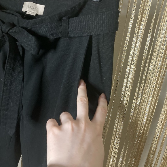 Loft black tie waist cigarette pants slacks high waisted - Picture 2 of 5